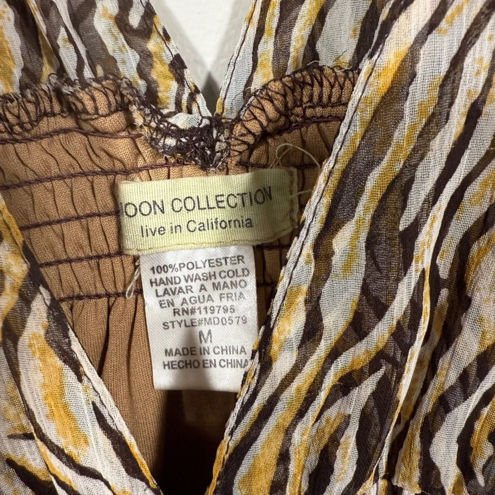 Moon Collection Dress Brown Yellow White Tiger Print Sleeveless Medium - Picture 3 of 9